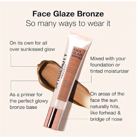 NWB Bronze Face Glaze Gel Cream with Squalane, Ceramides & Hyaluronic Acid - Picture 4 of 5